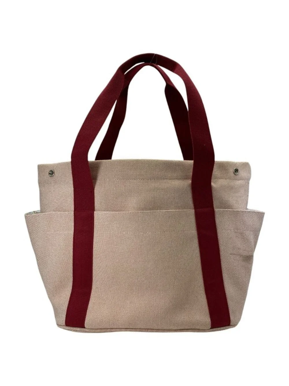 Hermes Cabriole Mothersbag Tote Canvas Toile Ash Bordeaux Beige Light Weight
